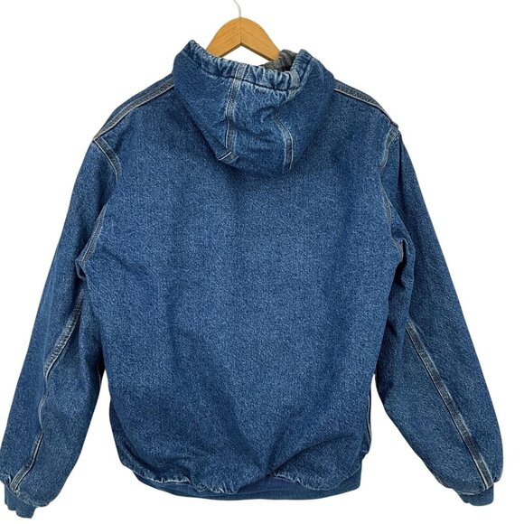 Vintage Carhartt Blanket Lined Jacket Mens M Denim Hooded Buffalo Plaid J139 DST - Picture 6 of 16